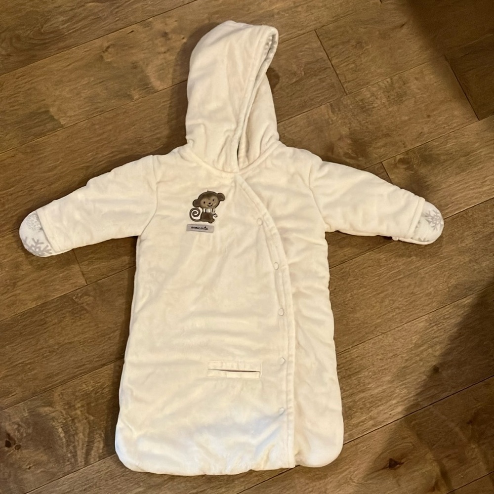 Cream Car Seat winter bunting bag with Hood